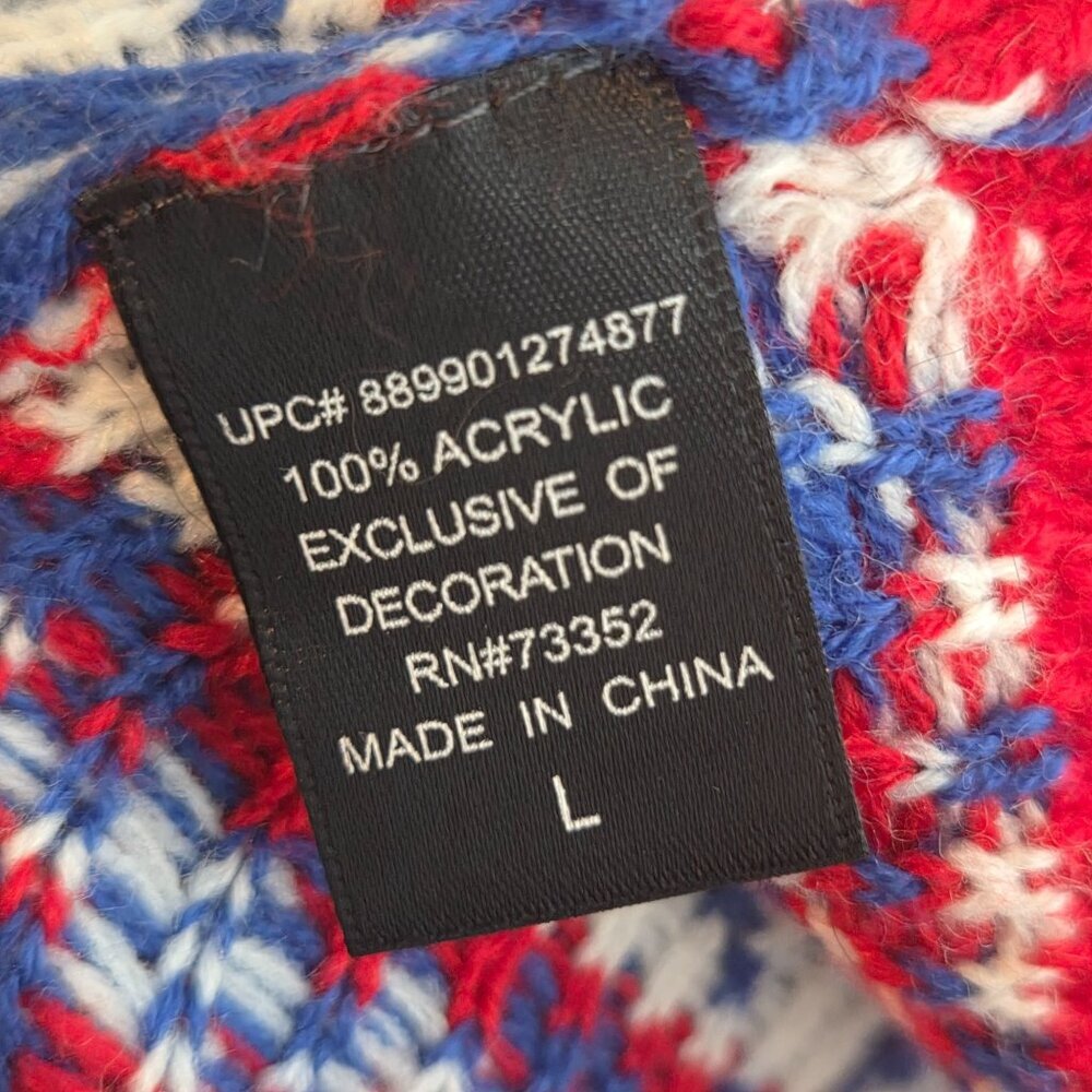 33 Degrees Long Sleeve Knit Pullover Christmas Sweater Blue Size L - Picture 8 of 8
